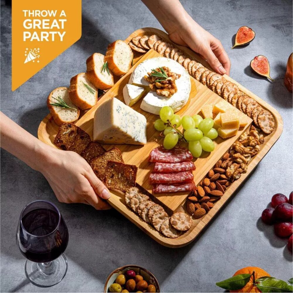 BAMBUSI Charcuterie Board Set-Large Bamboo Cheese & Meat Platter - Picture 6 of 11